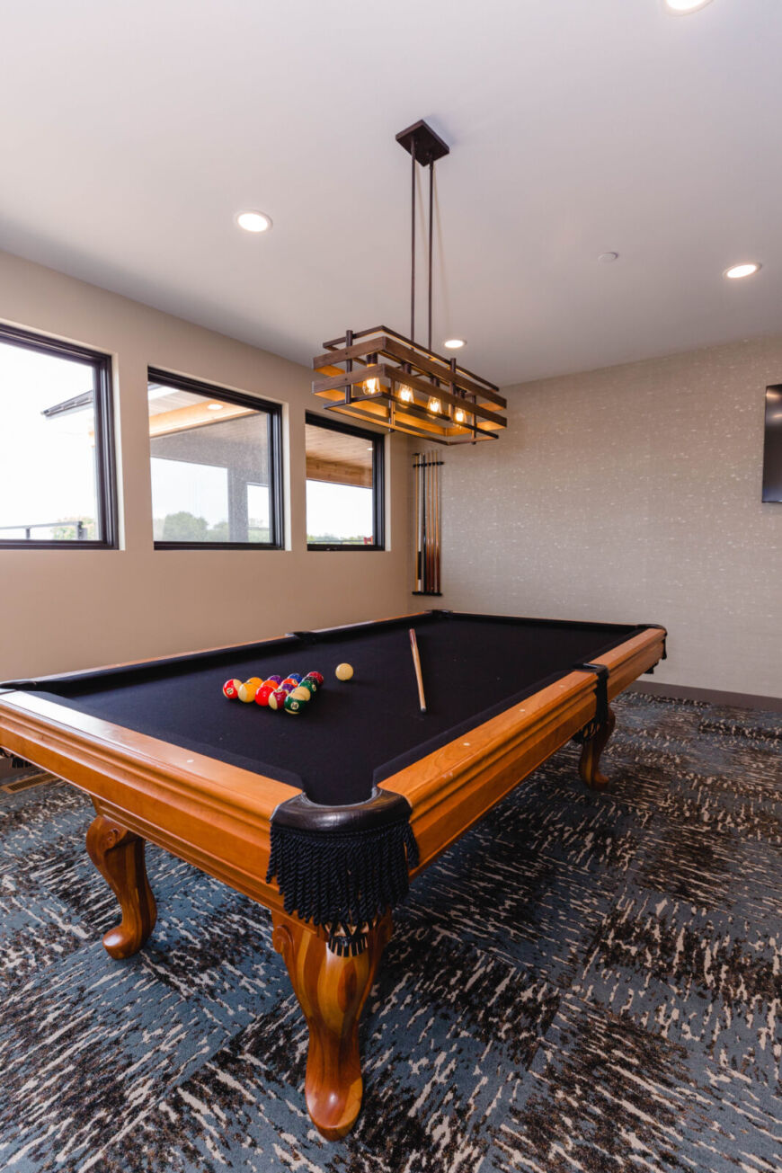 Siesta Hills clubhouse game lounge with pool table in Mankato Minnesota