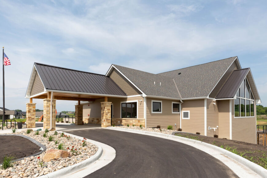 Siesta Hills clubhouse exterior architecture in Mankato Minnesota