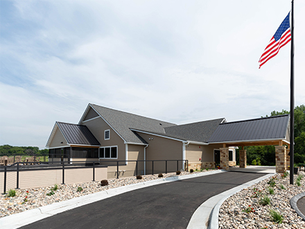 Siesta Hills clubhouse exterior entrance and driveway Mankato Minnesota