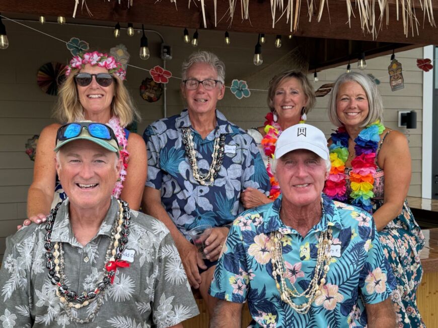 Siesta Hills residents gathering at the poolside tiki hut in Mankato Minnesota