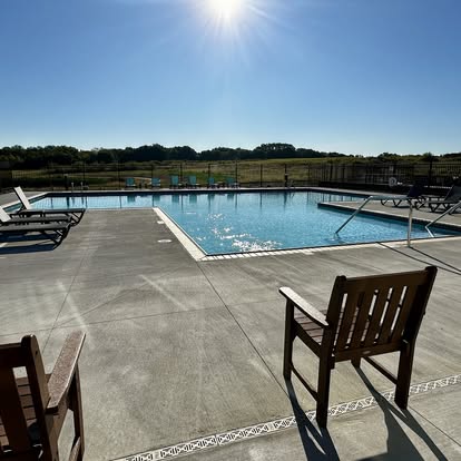 Residents pool area at Siesta Hills community outdoor pool in Mankato Minnesota