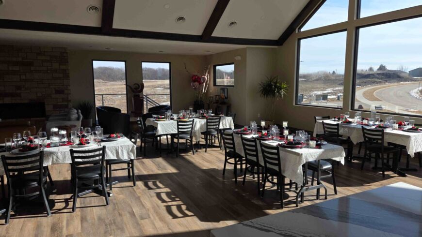 Siesta Hills clubhouse dining room set up for a community event in Mankato Minnesota
