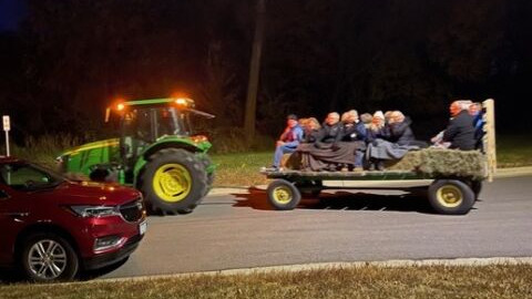 Residents enjoying a fall hayride at Siesta Hills in Mankato Minnesota